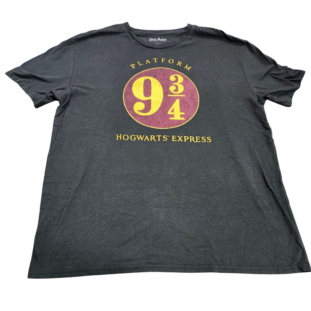 Harry Potter T-Shirt Mens XL Platform 9 3/4 Hogwarts Express Black Graphic EUC